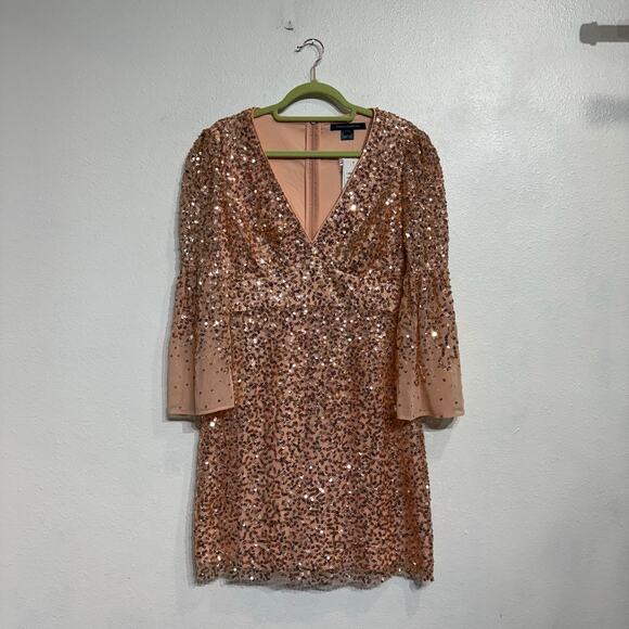 French Connection Dusty Pink Cellienne Sequin Mini Dress Sz 8 NWT - Picture 2 of 14